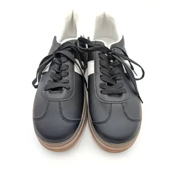 London Rag Knockout Faux Leather Sneakers Shoes Women's Black Size US8 EU39 - Picture 2 of 16